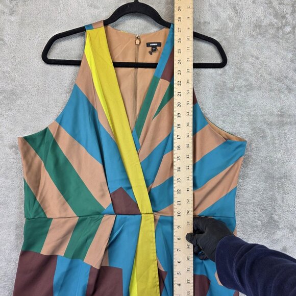 Express Top Womens XL Multicolor Geometric Sleeveless Wrap Blouse Tank Modern - Picture 5 of 11